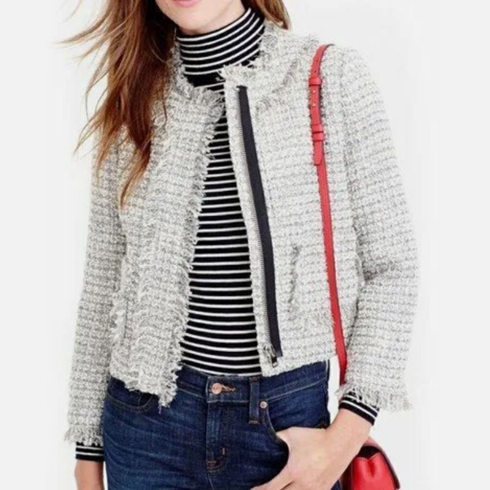 J. Crew Olympia Lady Jacket in Metallic Tweed Fringe Trim - Picture 7 of 11